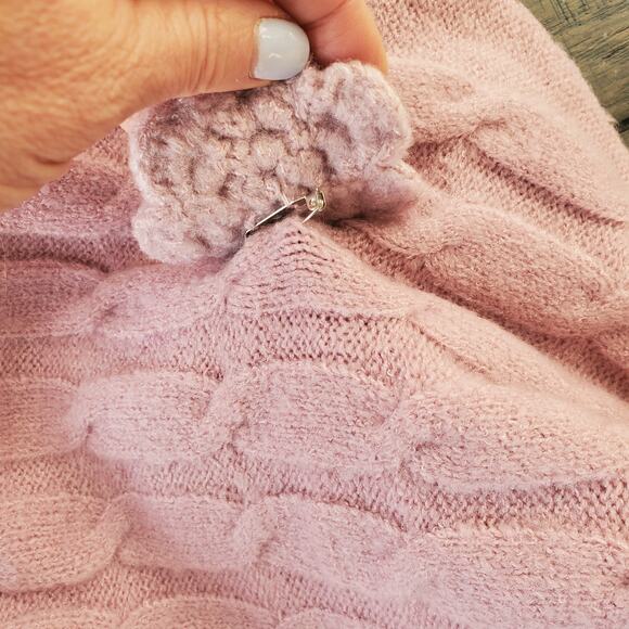 Military Hippie Forever Roses Pink Knit Sweater Size L NWT - Picture 5 of 8